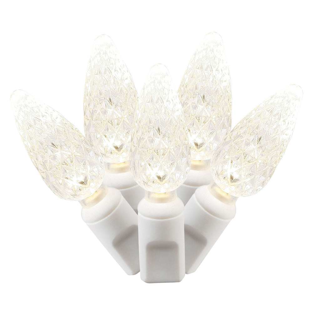 Vickerman 50 Warm White C6 LED Light on White Wire, 25' Christmas Single Mold Light Strand- 2 Pack