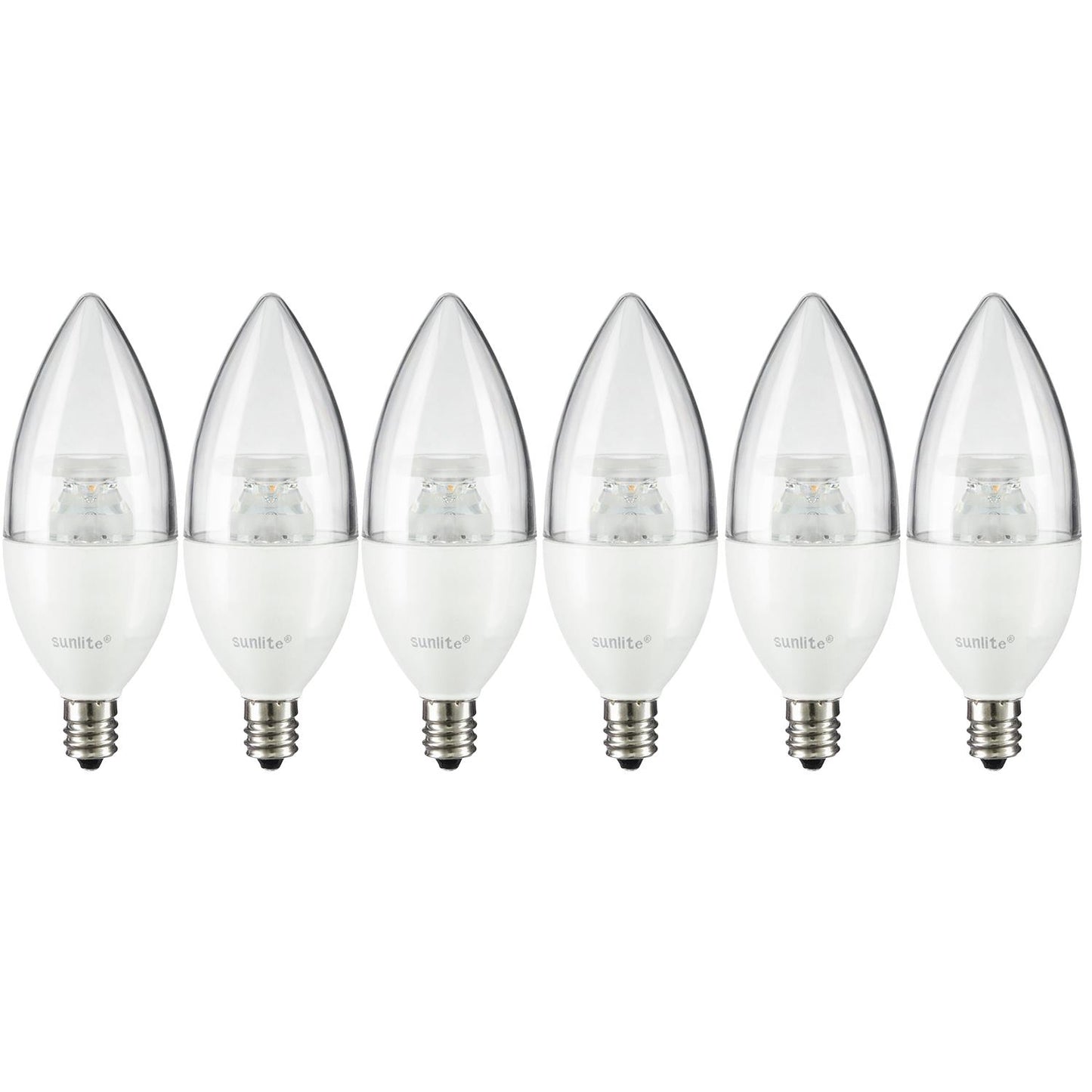 Sunlite CTC/LED/7W/E12/CL/D/ES/27K LED Torpedo Tip Chandelier 7W (60W Equivalent) Light Bulb Candelabra (E12) Base,2700K Soft White