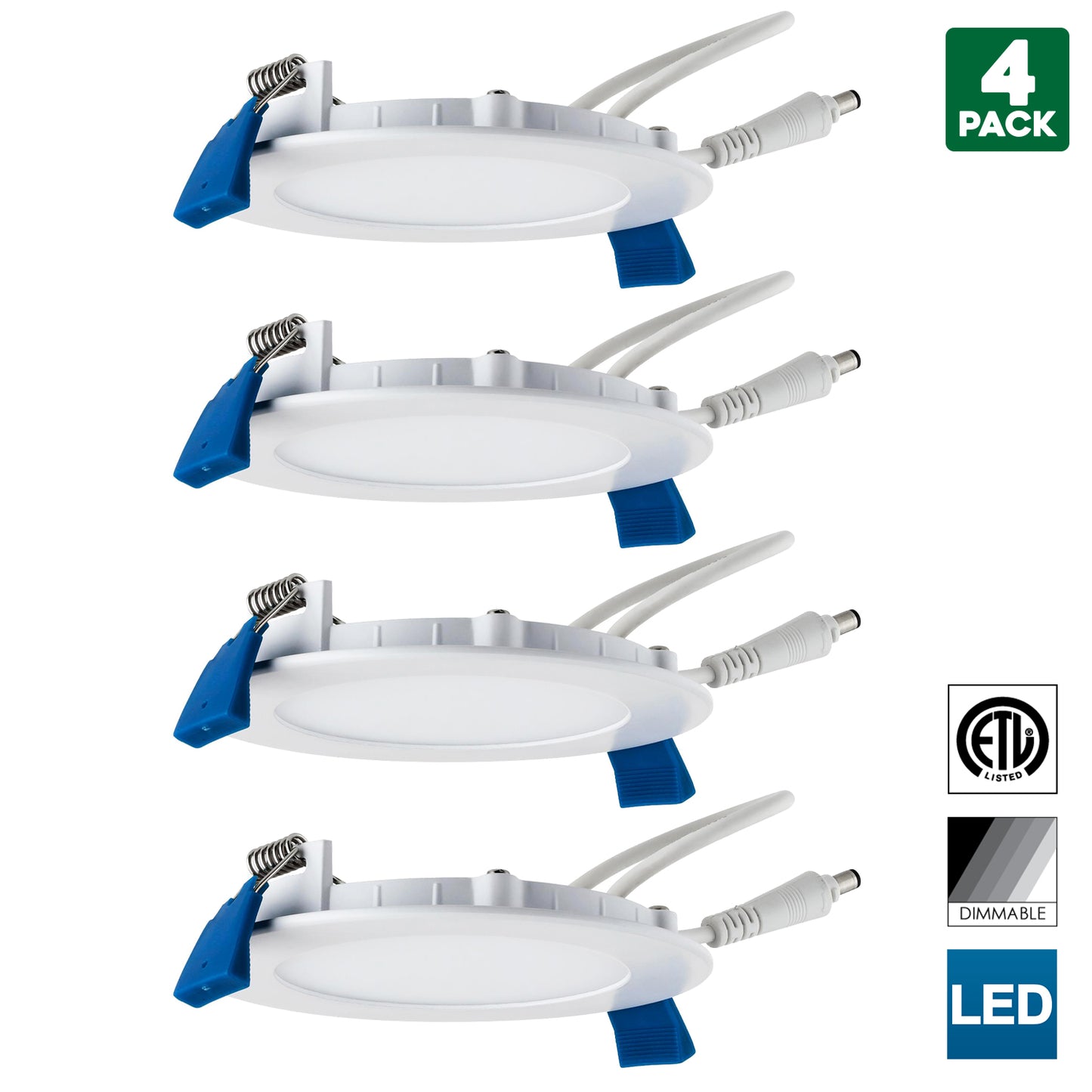 Sunlite 4-Inch Round 10 Watt Recessed Ultra Slim Dimmable LED Downlight, 650 Lumens (60W Equal), 4000K Cool White, ETL & Energy Star, Kitchens & Living Rooms, Commercial & Residential, White