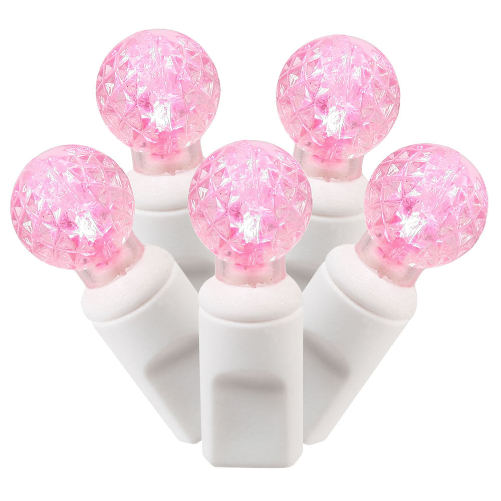 Vickerman 50 Pink G12 LED Light on White Wire, 25' Christmas Single Mold Light Strand- 2 Pack