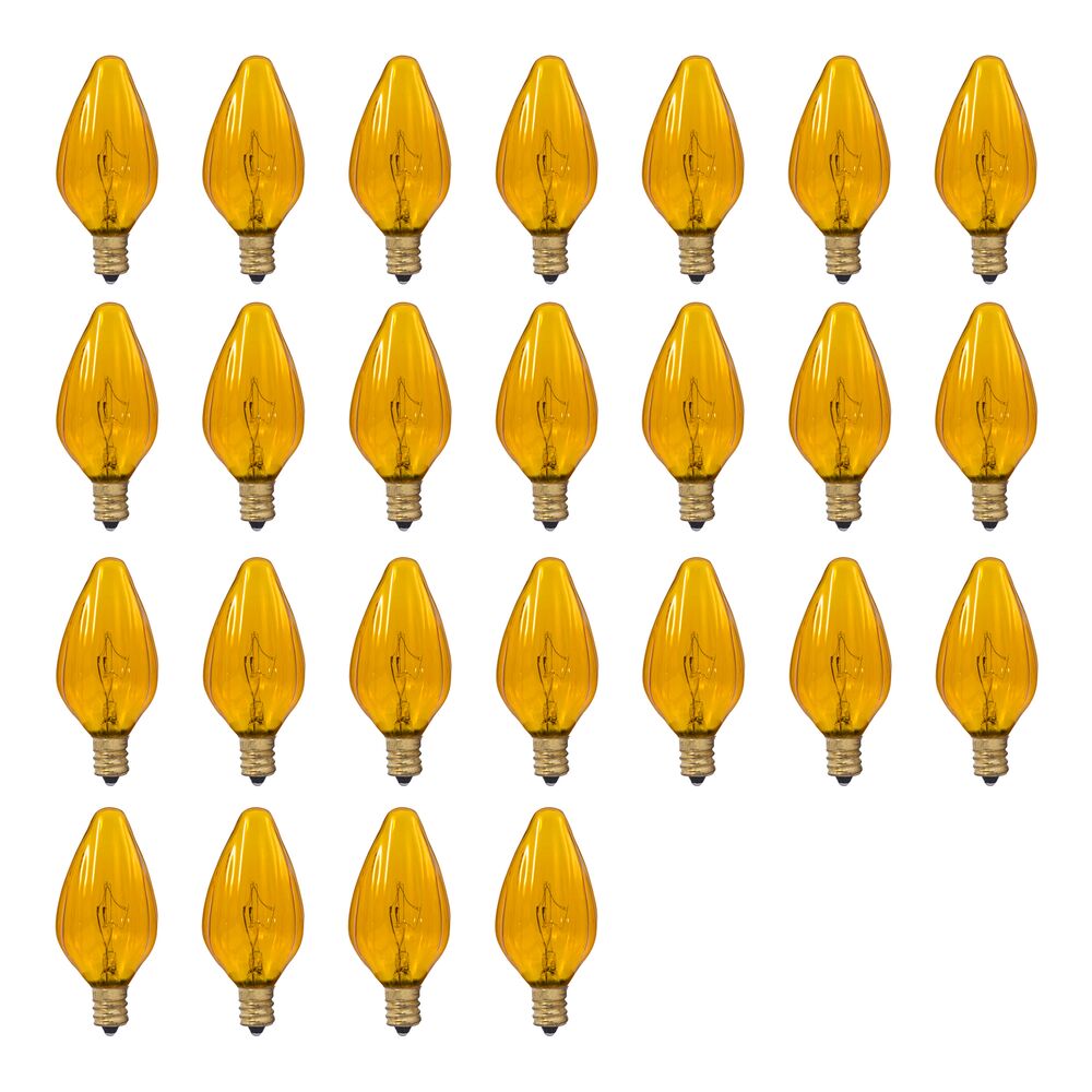 Bulbrite Pack of (25) 25 Watt Dimmable Amber F10 Fiesta Incandescent Light Bulbs with Candelabra (E12) Base, 2700K Warm White Light