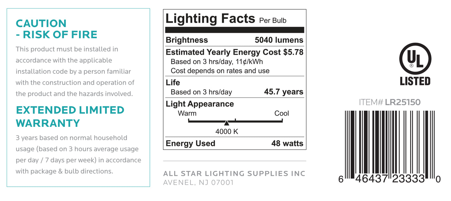 Luxrite Surface Mount LED48/WRAP/40K/UV 4000K Cool White
