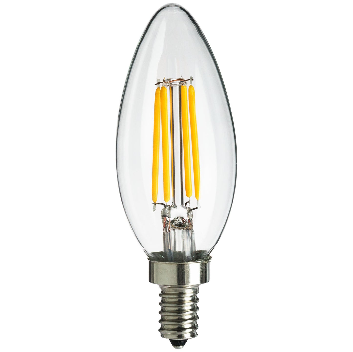 Sunlite 80452 LED Filament B11 Torpedo Tip Chandelier Light Bulb, UL Listed, 4 Watts (40W Equivalent), 400 LUMENS, Candelabra Base (E12), Edison Style, Dimmable, 1800K Candle Light, 1 Count