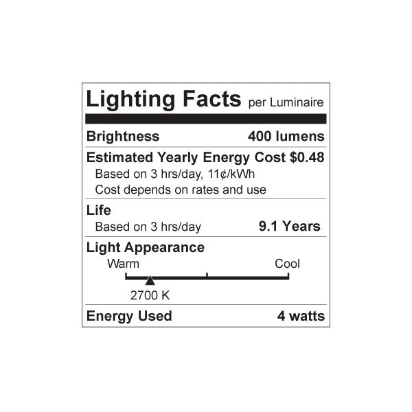 Luxrite Filament LED4ETC/CL/27K/D 2700K Warm White