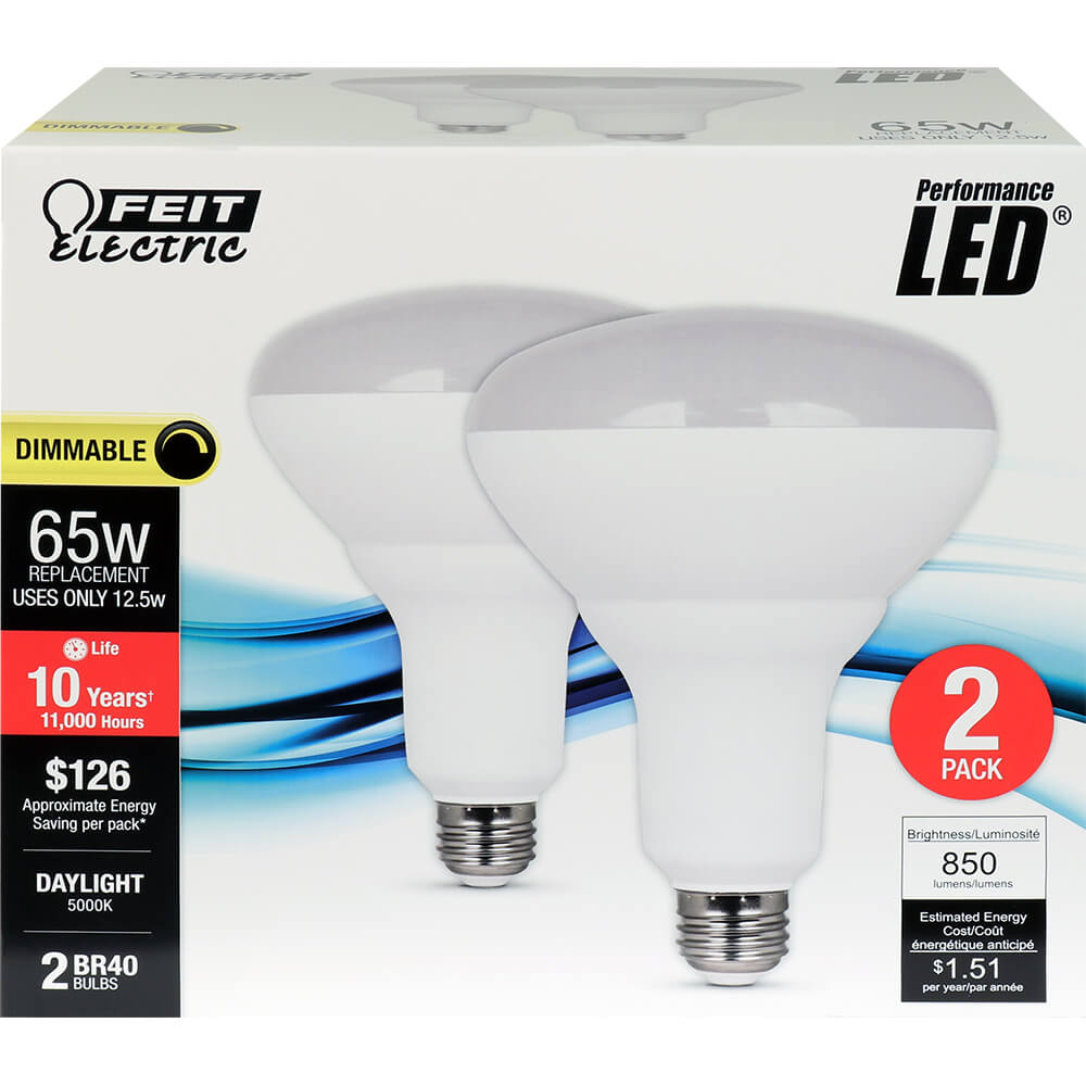 850 Lumen 5000K Dimmable LED BR40