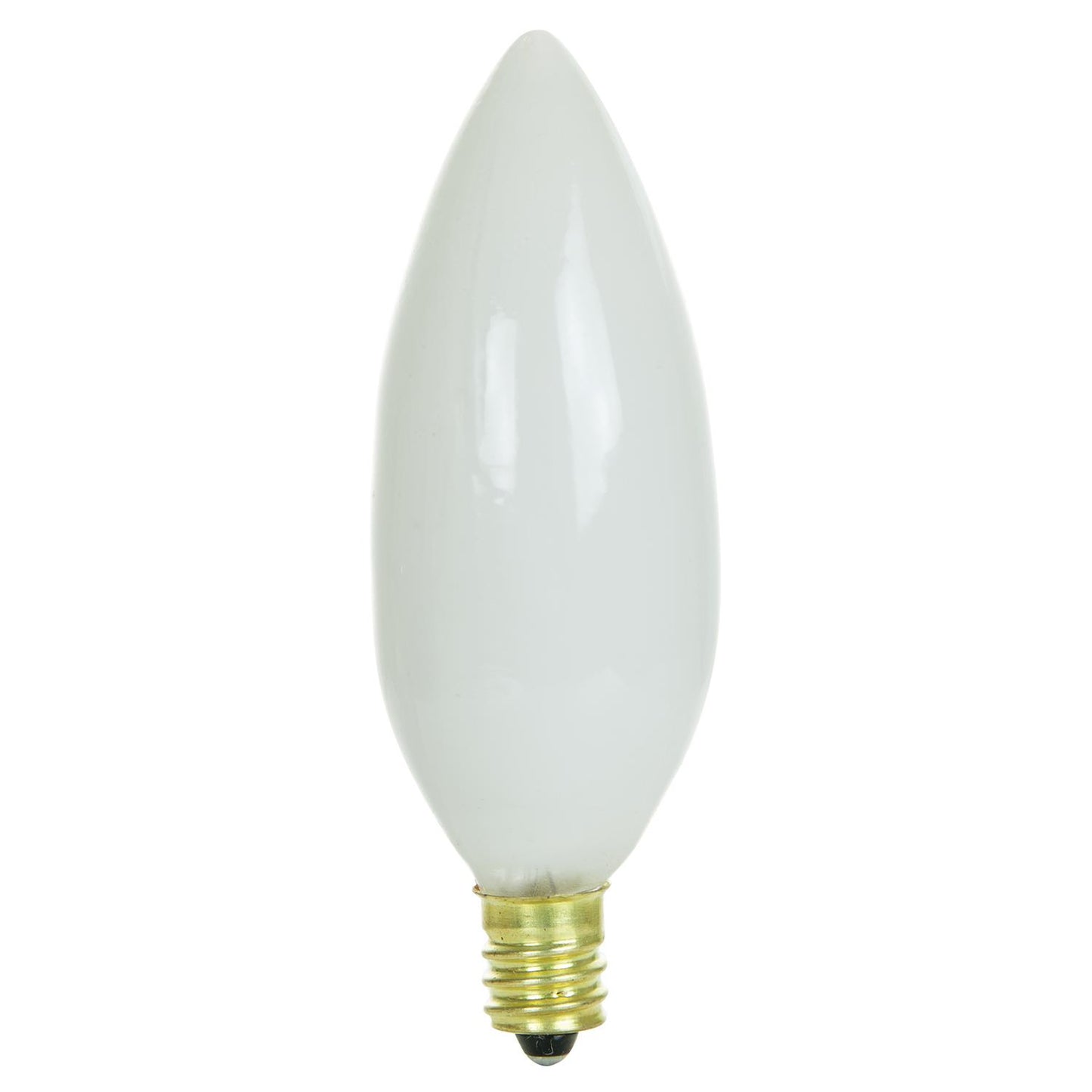Sunlite 25 Watt Torpedo Tip Chandelier, Candelabra Base, White