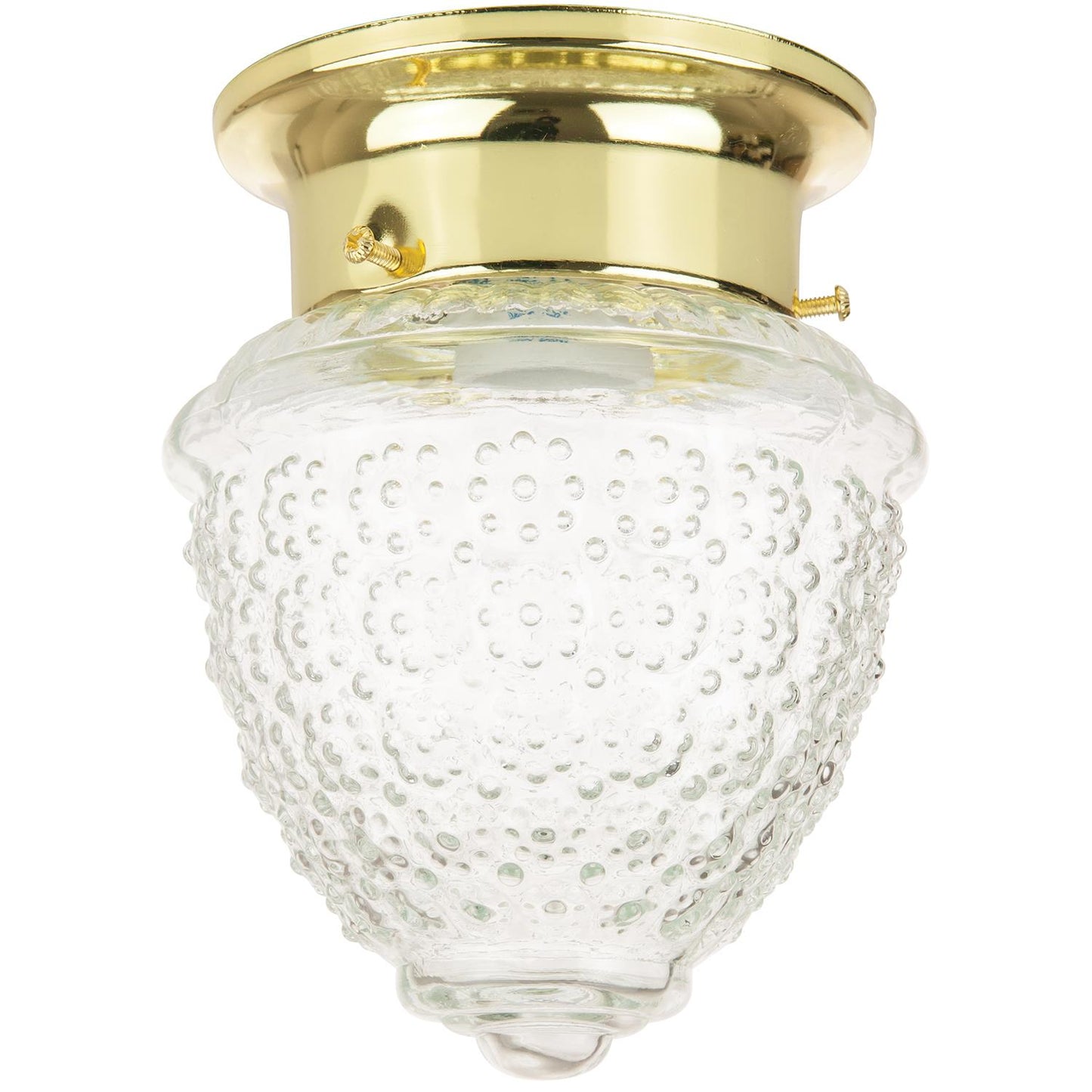 Sunlite Pineapple Style Ceiling Fixture, Polished Brass Finish, Clear Textured Glass