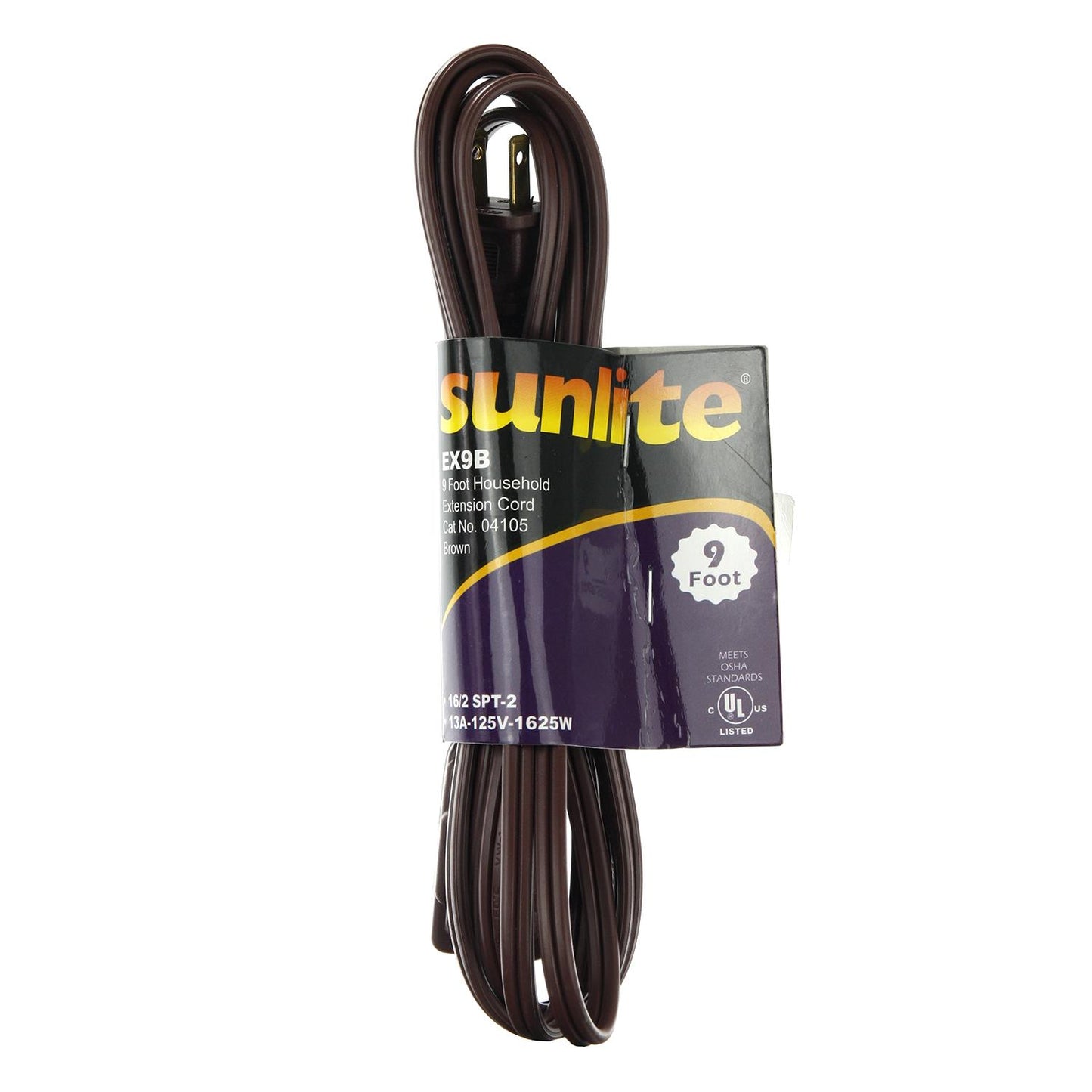 Sunlite 04105 EX9/BR Household 9-Feet Extension Cord Brown