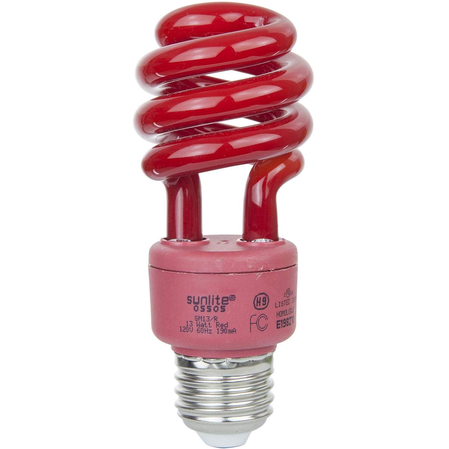 Sunlite 05505 13 Watt Colored Mini Spiral Medium Base Red