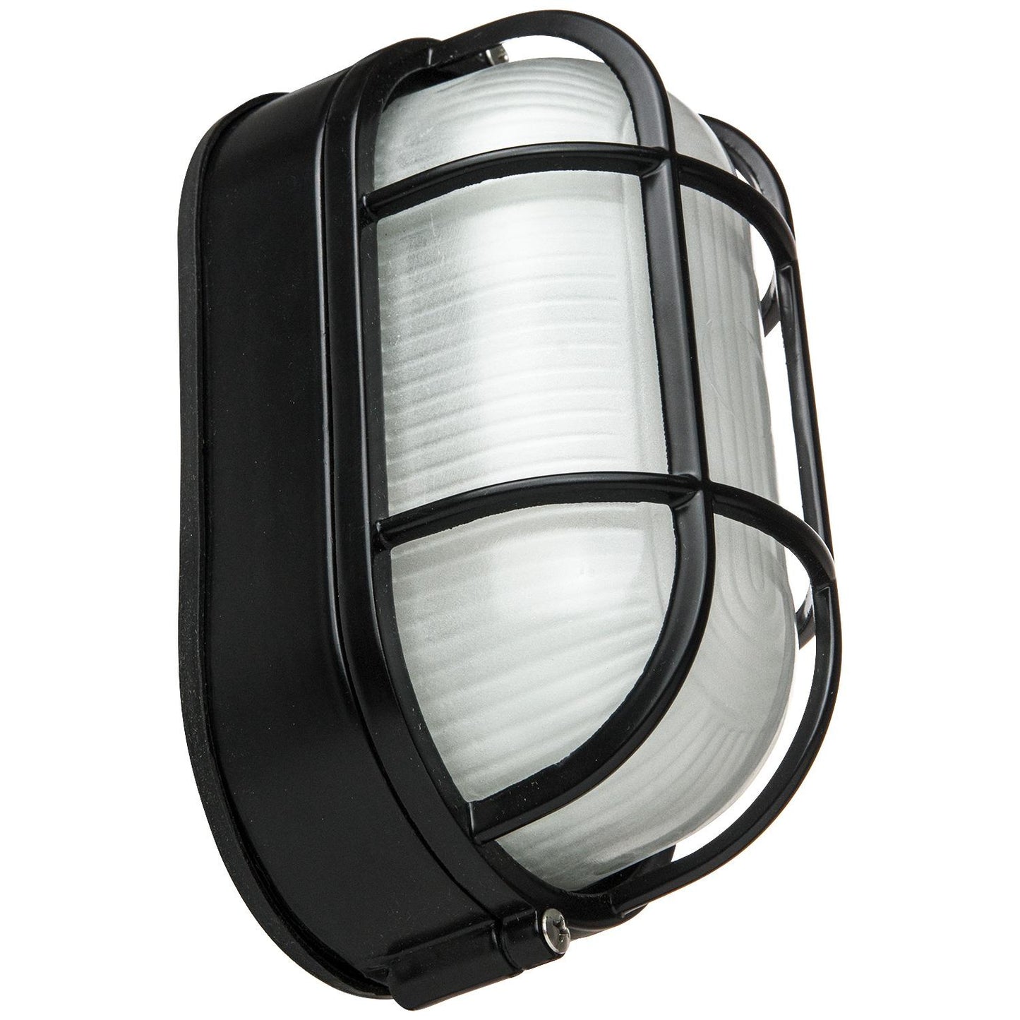 Sunlite 47020 Wall Mount Oval Style Outdoor Fixture Black Powder Finish Frosted Glass