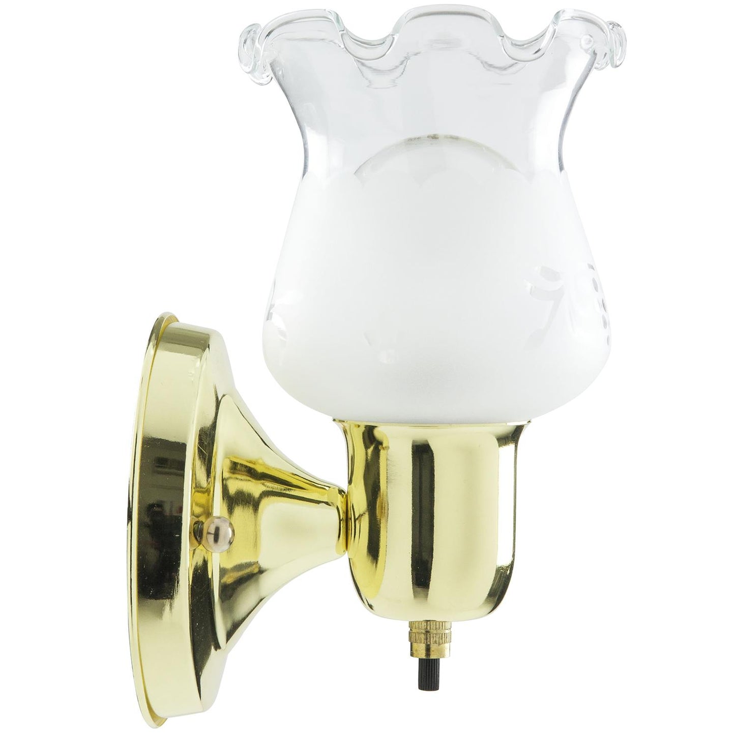 Sunlite 04530 Wall Mount Tulip Fixture Polished Brass Finish Frosted Glass