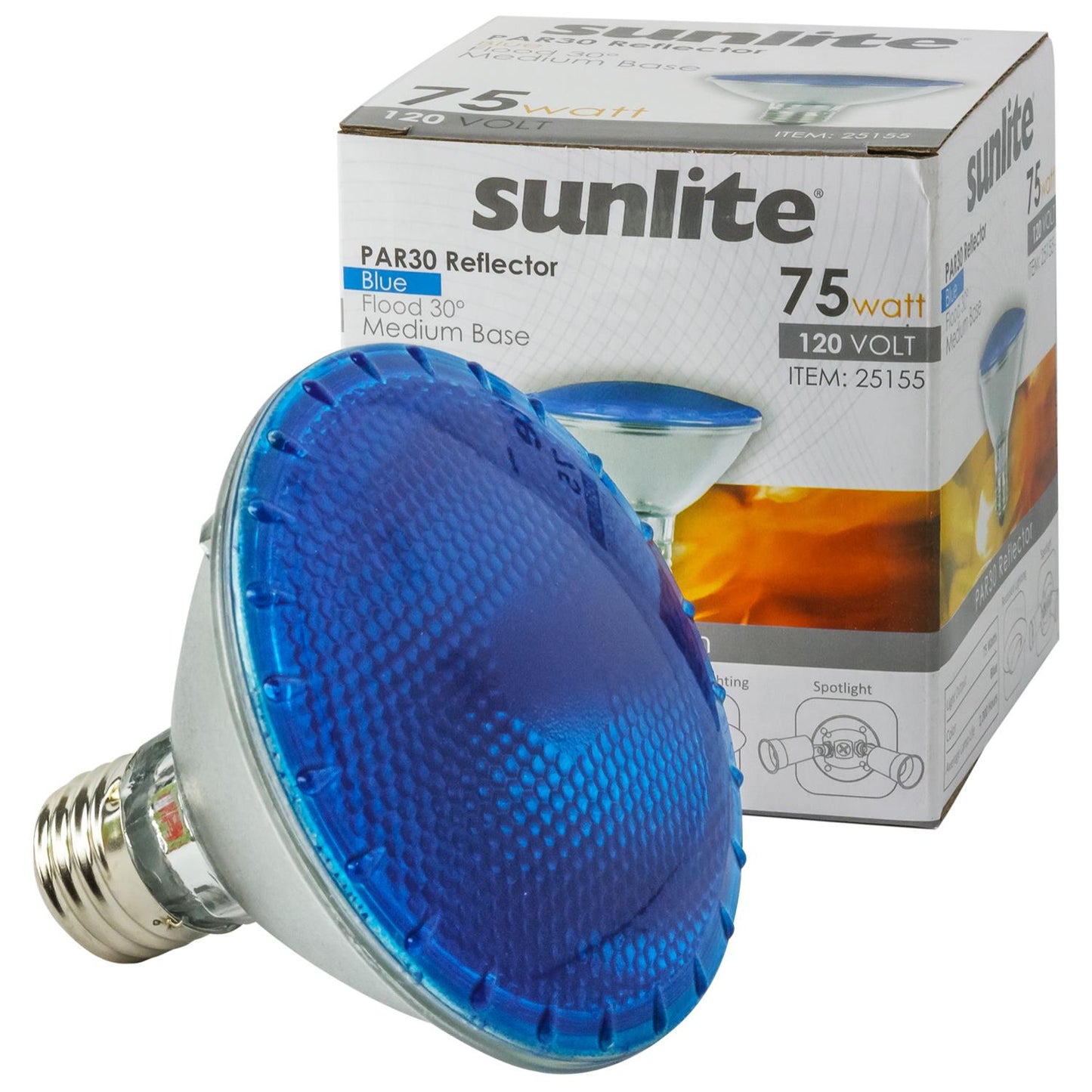 Sunlite 75 Watt, 30° Narrow Flood, Colored PAR30 Reflector, Medium Base, Blue, Halogen