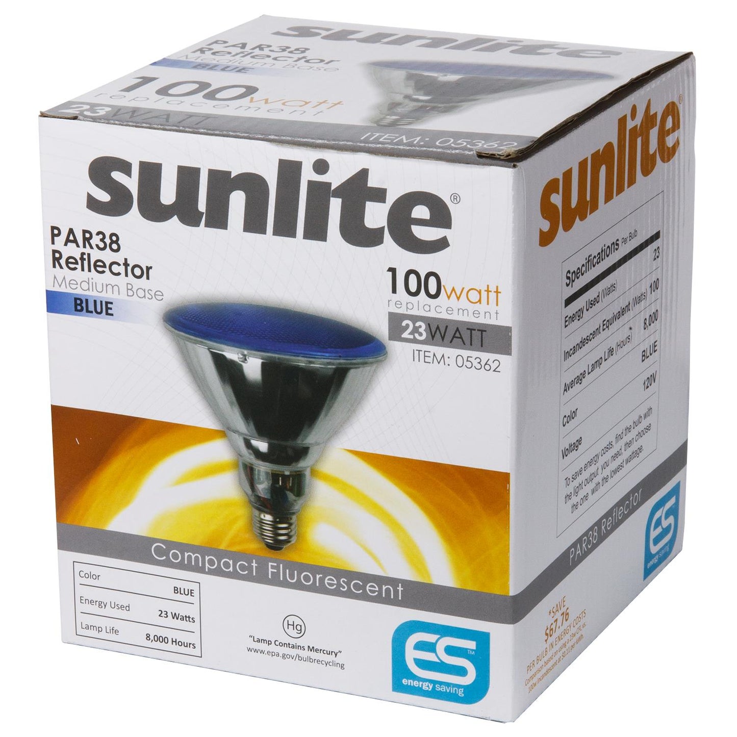 Sunlite 23 Watt Colored PAR38 Reflector, Medium Base, Blue
