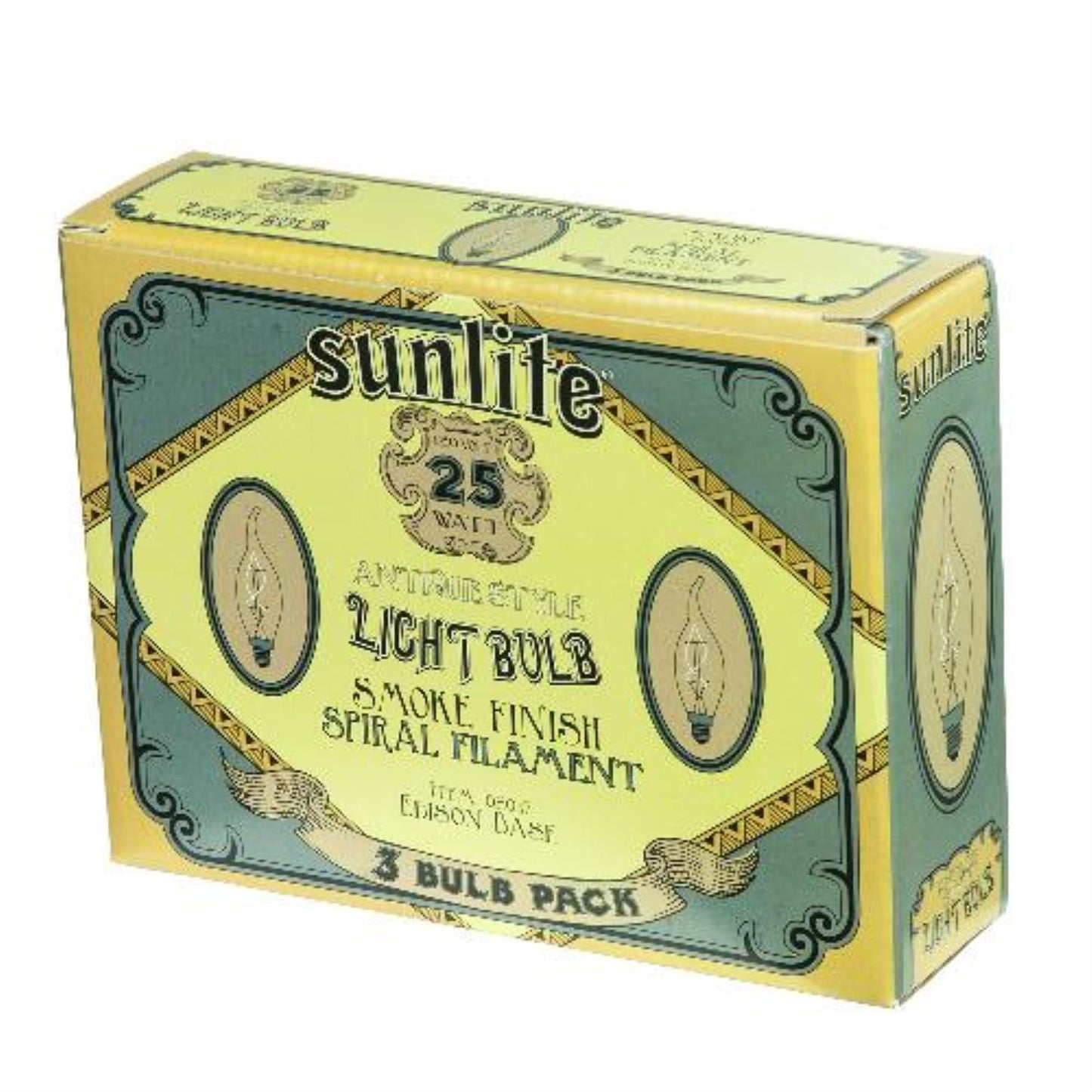 Sunlite 25 Watt Antique Chandelier Style, Medium Base, Smoke, 3 Pack