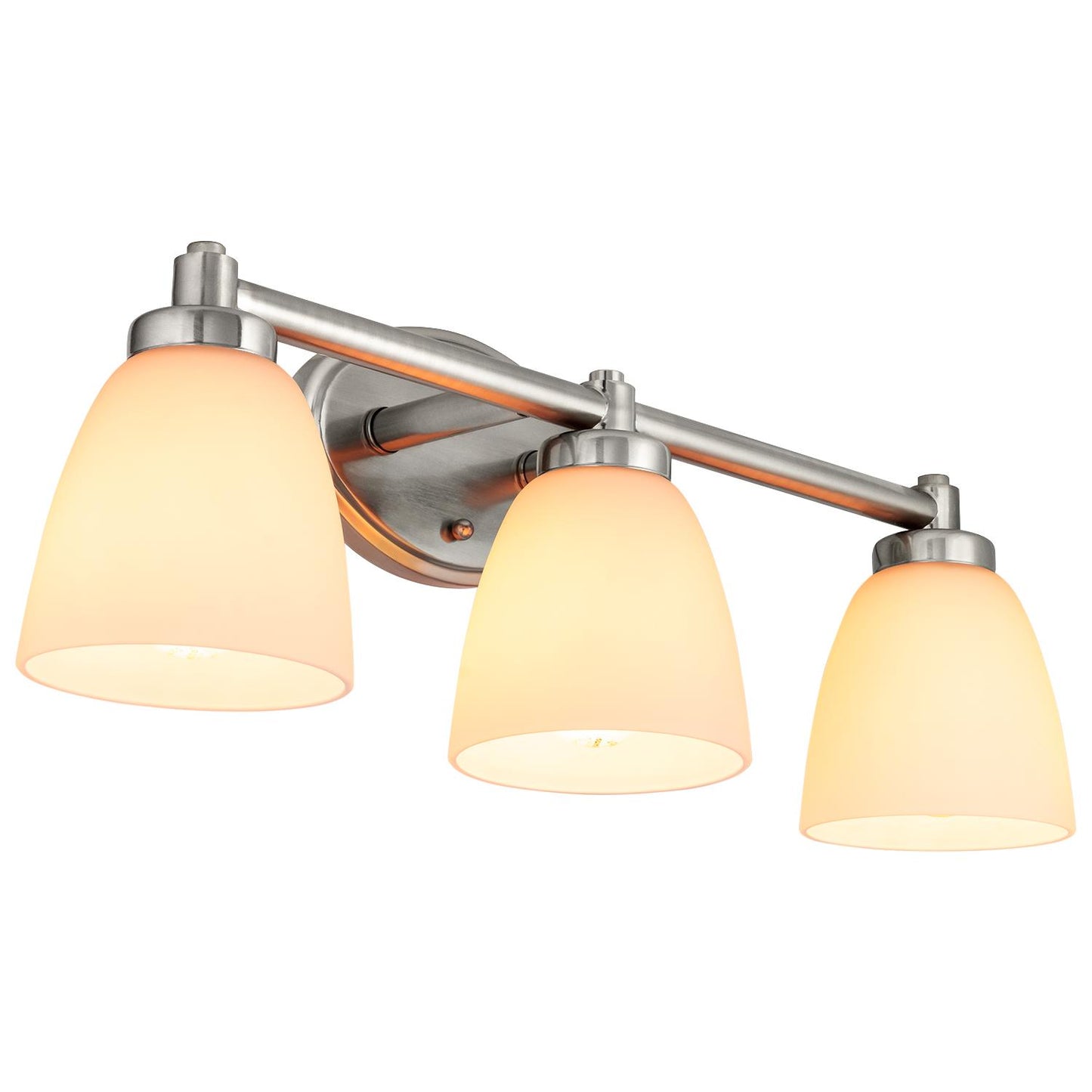 Sunlite 45059-SU Vanity Fixture Three Light 24 Inch Bar, Bell Shaped Frosted Glass , Brushed Nickel Finish