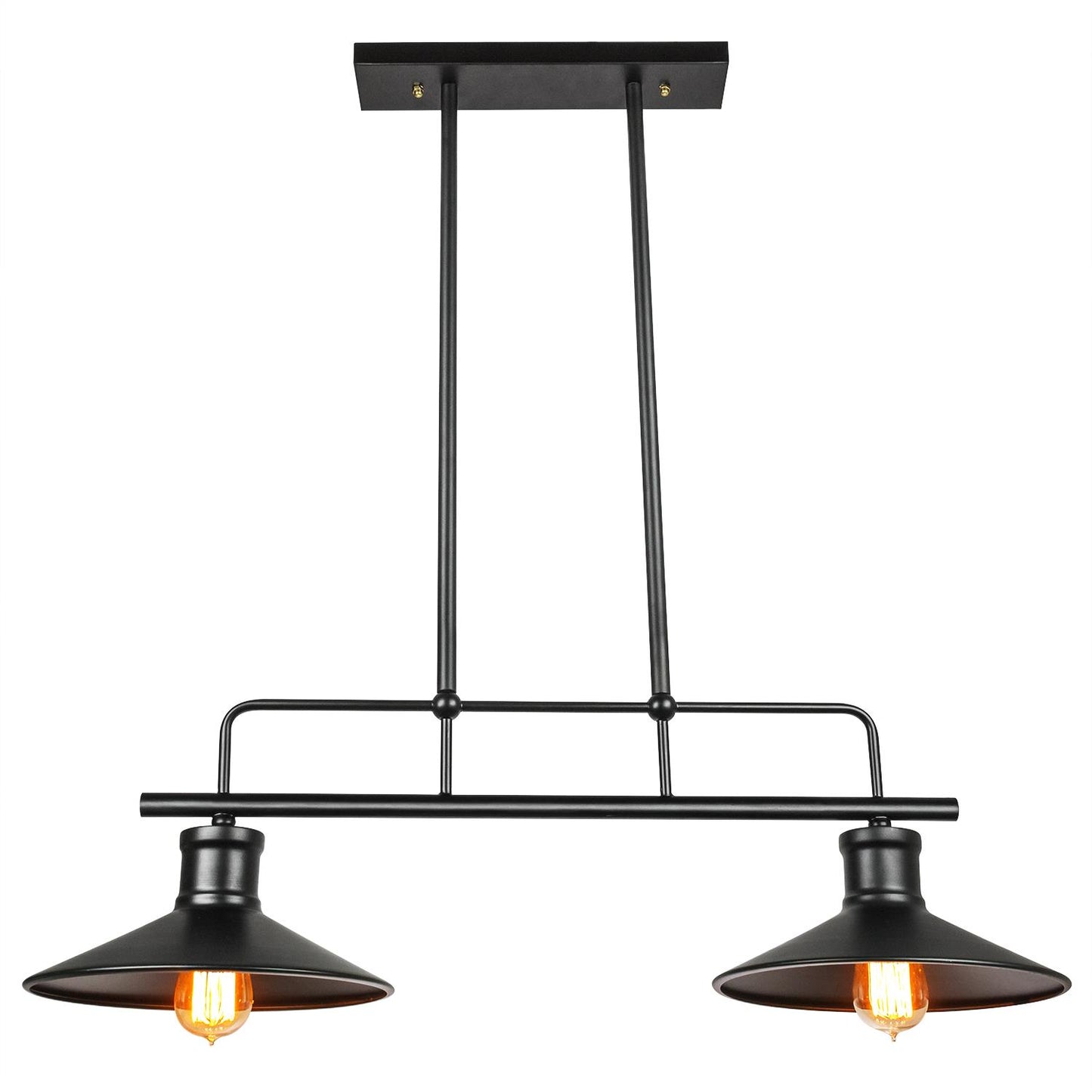 Sunlite Double Shade Pendant Vintage Antique Style Fixture, Matte Black Finish