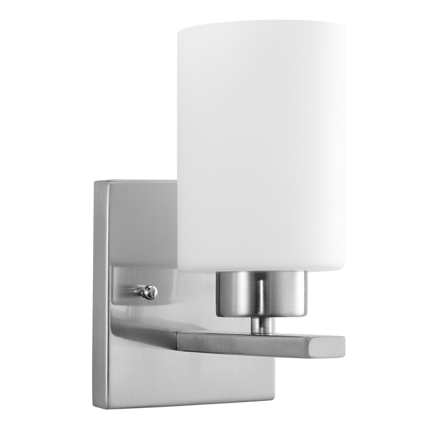 Sunlite 81319-SU 4.75 Modern Cylinder Vanity Light Fixture, Wall Mount, Medium (E26) Socket, Standard A19 Bulb Required (60W Max), Frosted Glass Shade, Brushed Nickel Base 1-Light