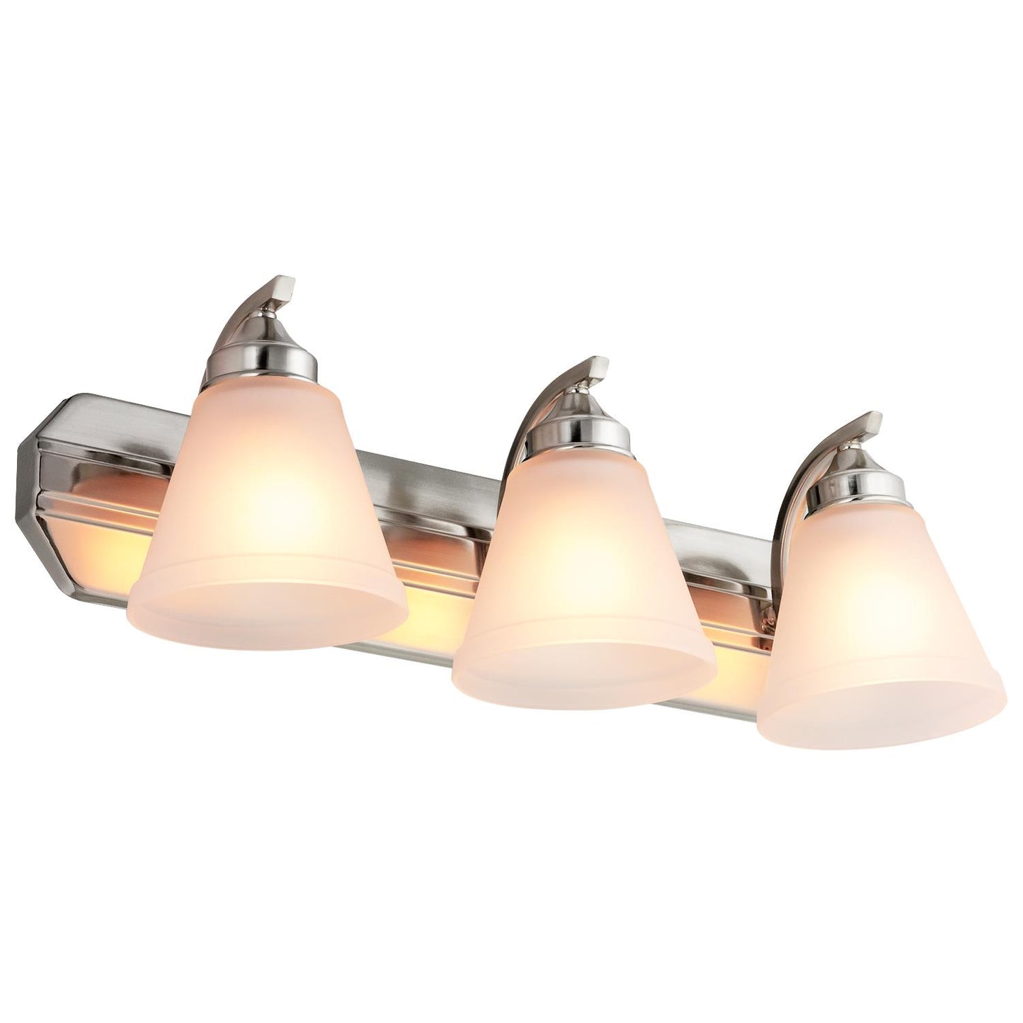 Sunlite 45057-SU Vanity Fixture Three Light 24 Inch, Bell Shaped Frosted Glass, Brushed Nickel Finish