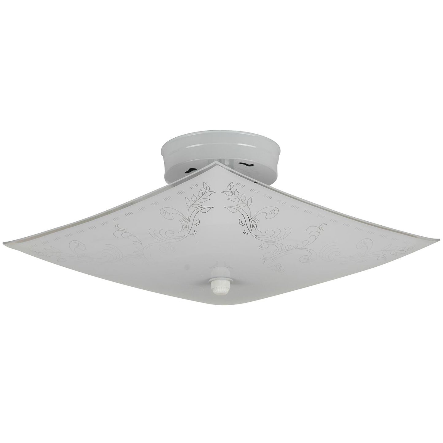 Sunlite 12" Square Glass Style Ceiling Fixture, White Finish, White Glass