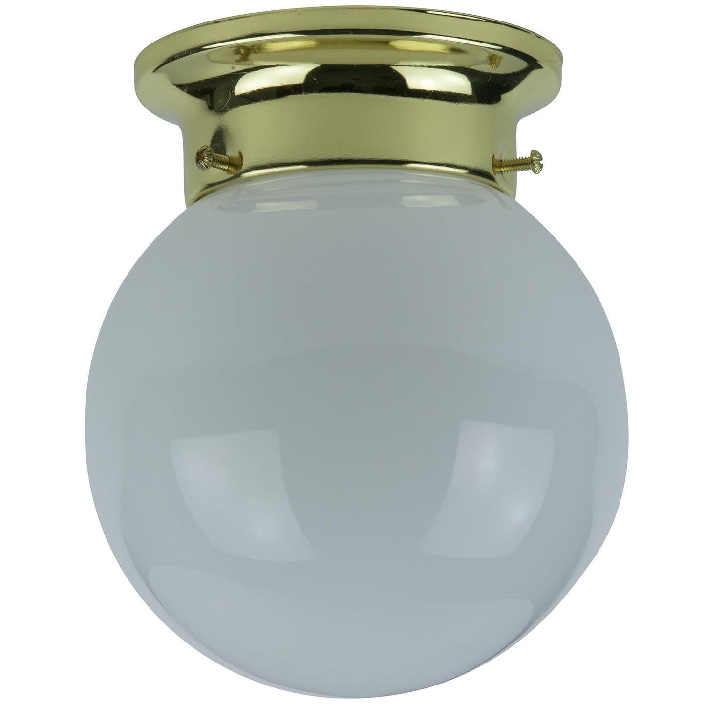 Sunlite 04460 6 Inch Decorative Globe Style Ceiling Fixture Polished Brass Finish White Glass