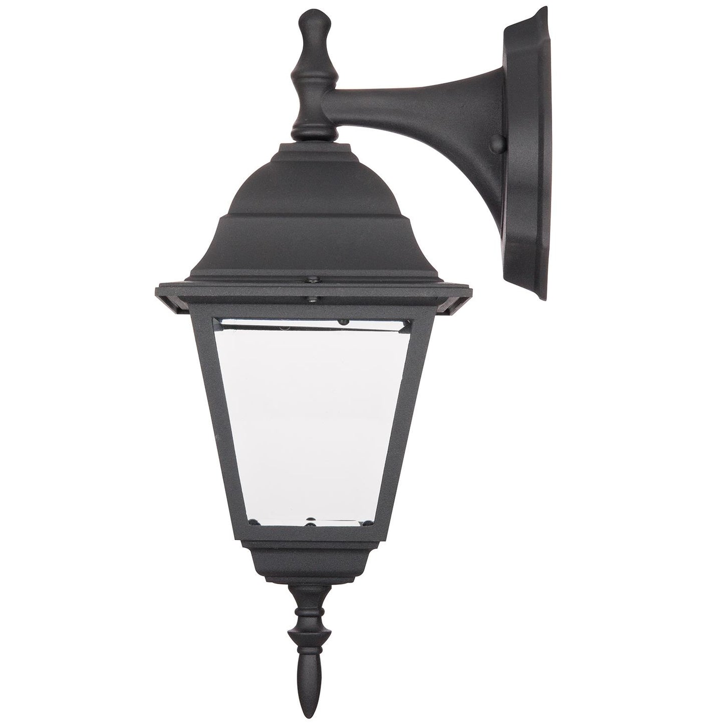 Sunlite Down-Facing Post Style Outdoor Fixture, Black Powder Finish, Clear Beveled Glass
