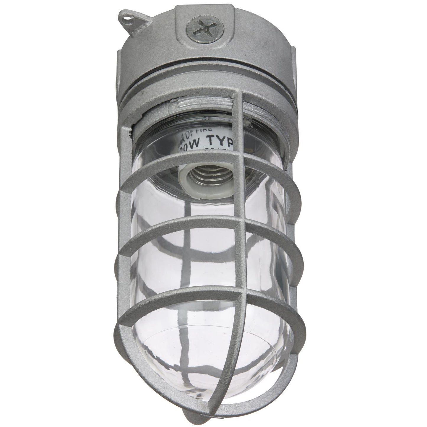 Sunlite Ceiling Mount Vaporproof Industrial Fixture, Metallic Finish, Clear Glass