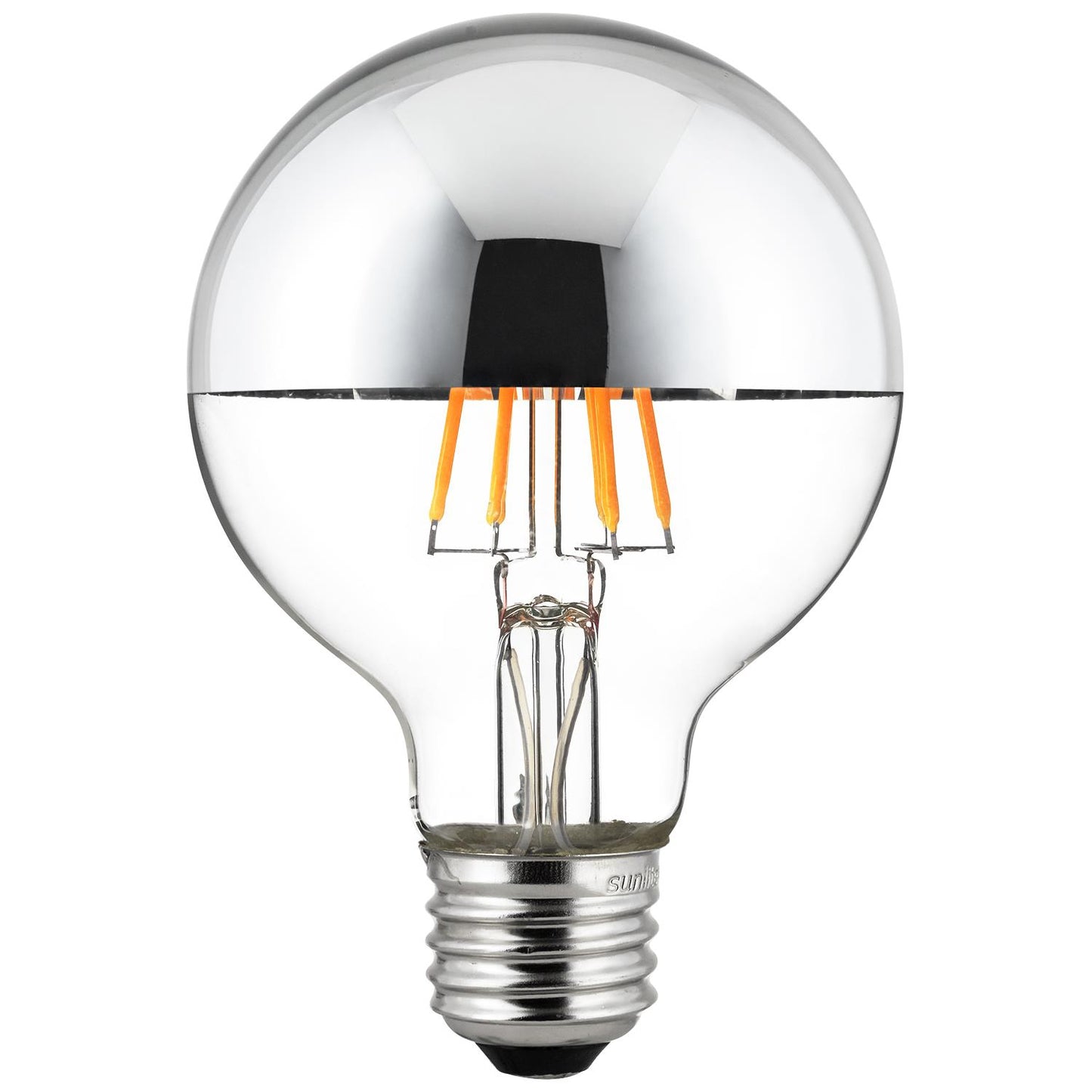 Sunlite 80494 LED G25 (G80) Edison Half Chrome Globe Light Bulb, 6 Watts (60W Equivalent), Standard E26 Base, 530 Lumens, Dimmable, Decorative Silver Bowl, Filament Anti-Glare 1 Pack, 2700K Warm White