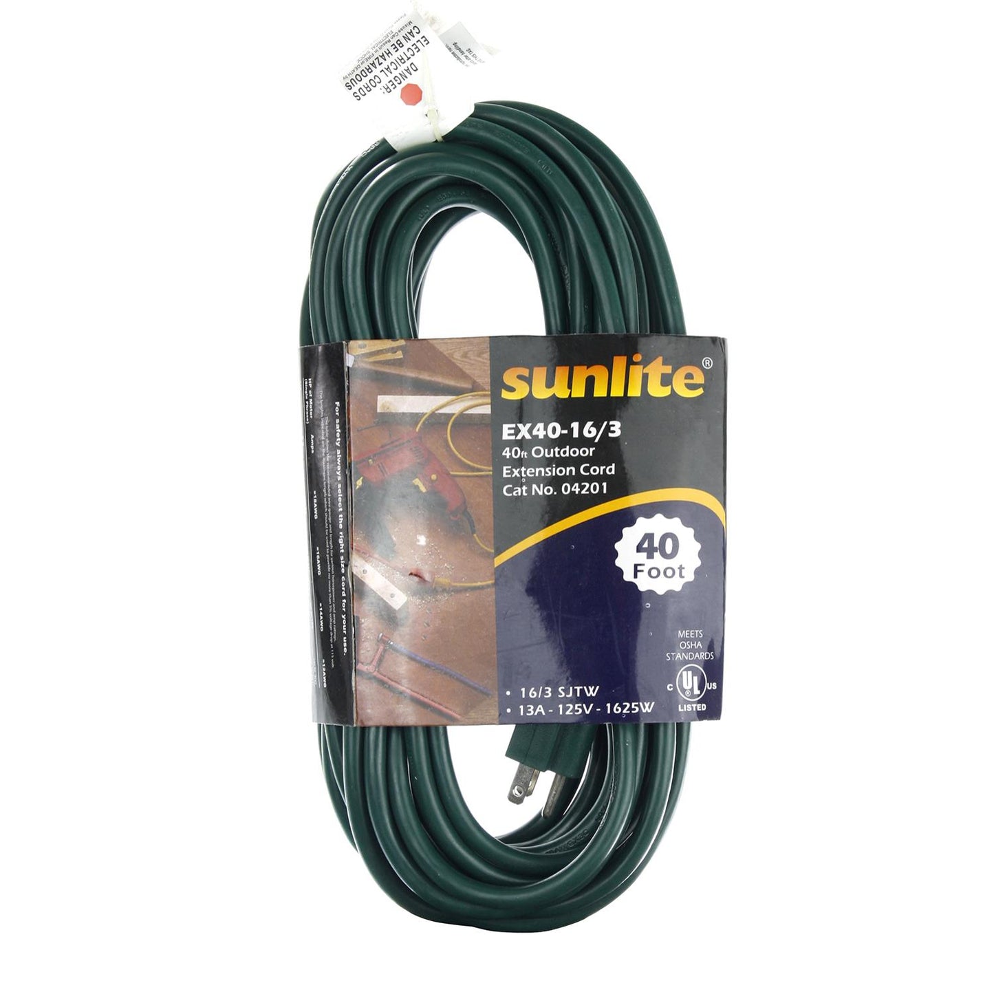 Sunlite 04201 EX40-16/3/HD/G Heavy Duty Green Extension Cord