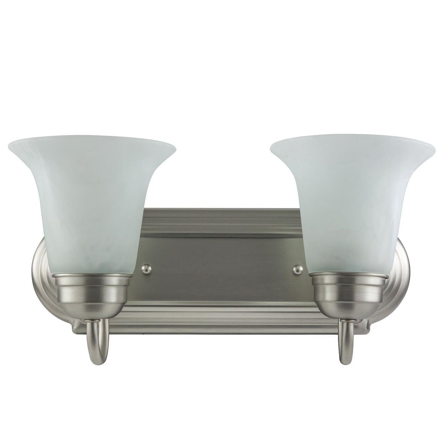 Sunlite 45430 2 Lamp Vanity Decorative Sconce Fixture Brushed Nickel Finish Alabaster Glass