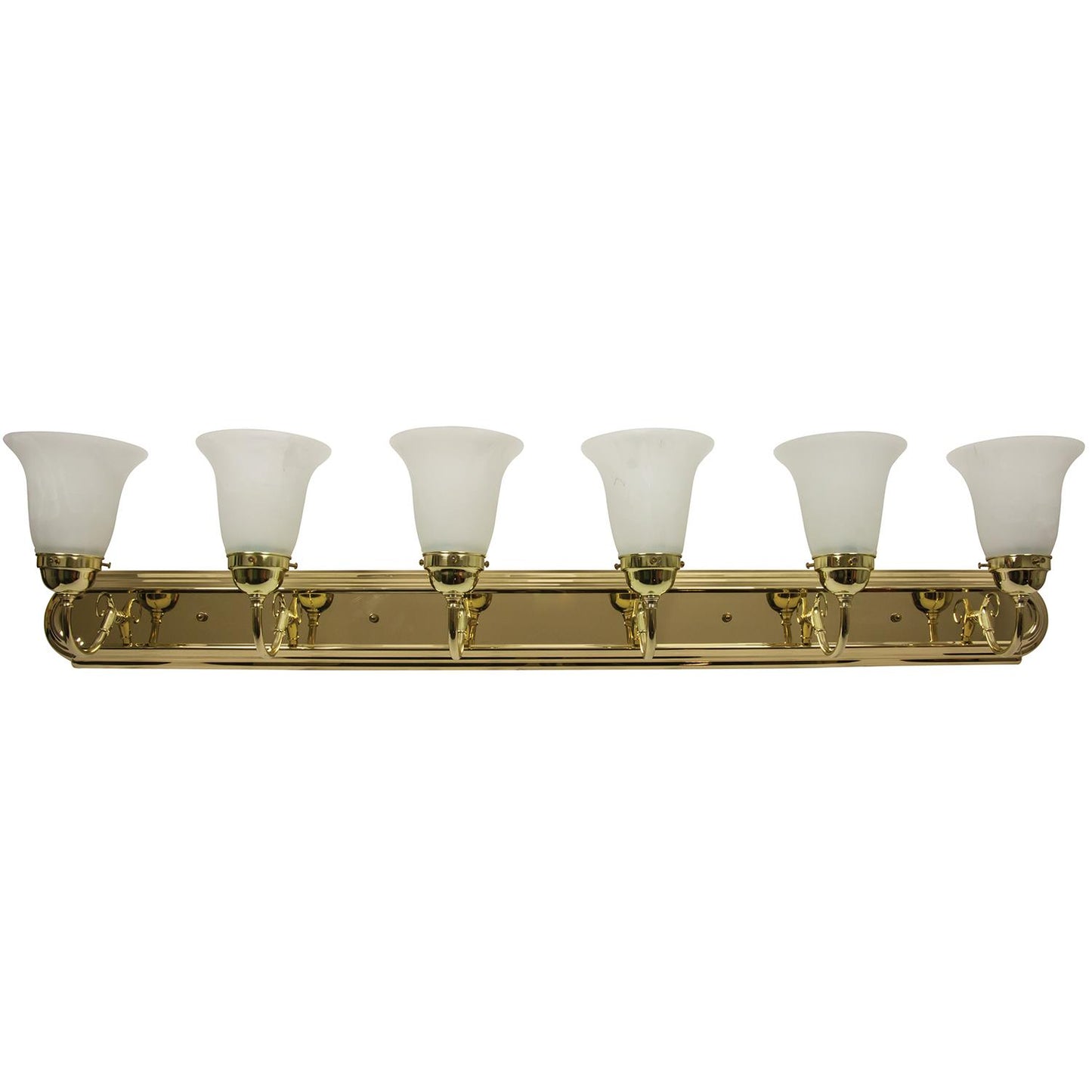 Sunlite 45465 6 Lamp Vanity Decorative Sconce Fixture, Polished Brass Finish, Alabaster Glass