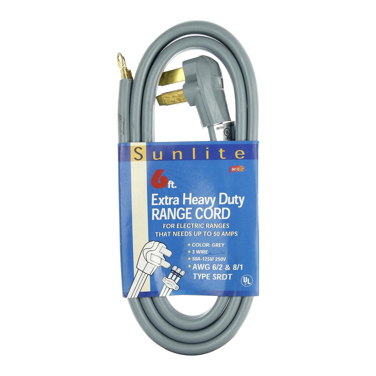Sunlite EX6/R/50A Range 6-Feet Extension Cord, Grey