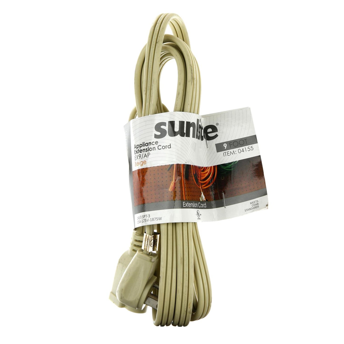 Sunlite 04155 EX9/AP Appliance 9-Feet Extension Cord Grey