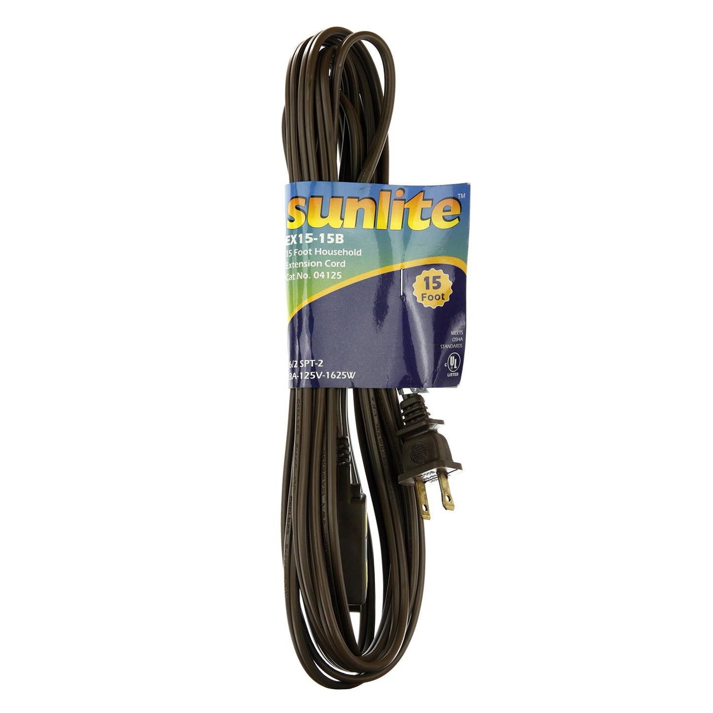 Sunlite 04125 EX15/BR Household 15-Feet Extension Cord Brown