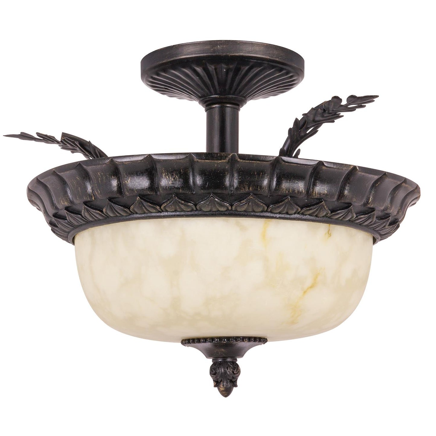 Sunlite 46005 Decorative Pendant Ceiling Fixture Weathered Bronze Finish Alabaster Glass