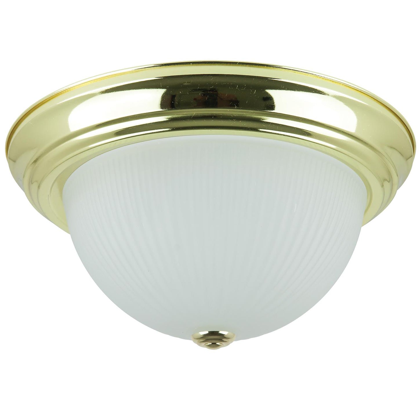 Sunlite 04582 13 Inch Decorative Dome Ceiling Fixture Polished Brass Finish Frosted Glass