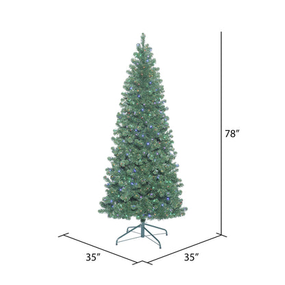 Vickerman 6.5' Oregon Fir Slim Artificial Christmas Tree Multi-Colored LED Lights