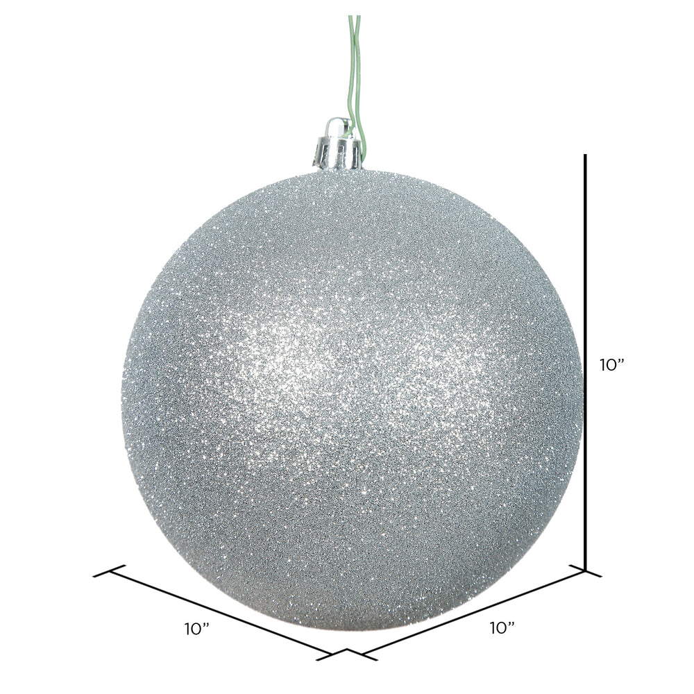 Vickerman 10" Silver Glitter Ball Ornament