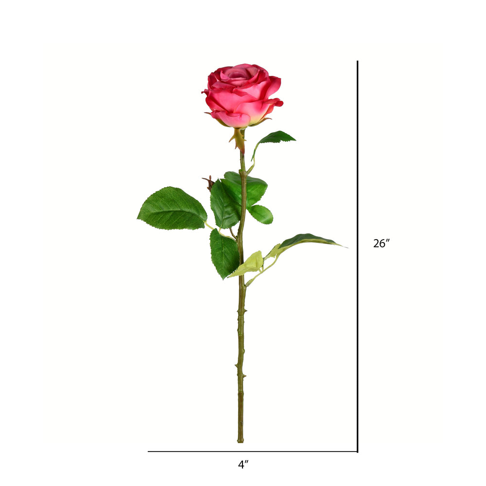 Vickerman 26" Artificial Deep Pink Rose Stem 6 per Bag
