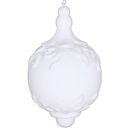 Vickerman 13" White Flocked Drop Finial Christmas Ornament