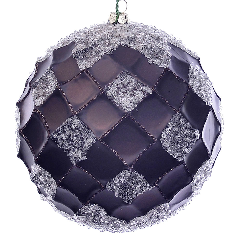 Vickerman 4.75" Chocolate Net Beaded Ball 3 per Bag