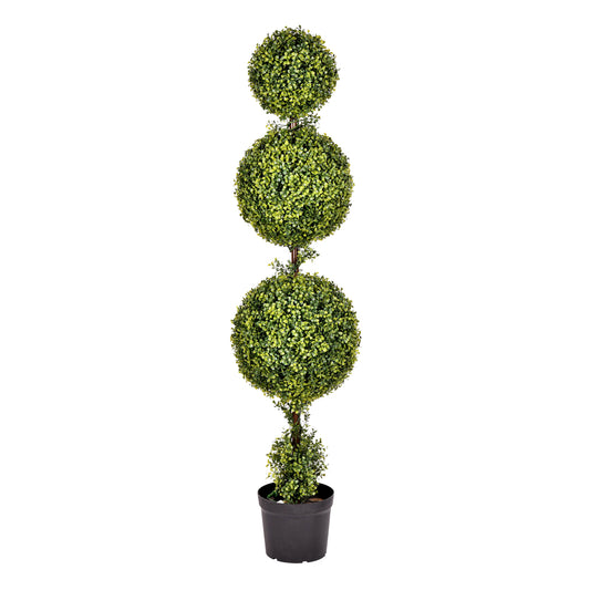 Vickerman 5' Artificial Potted Triple Ball Green Boxwood Topiary.