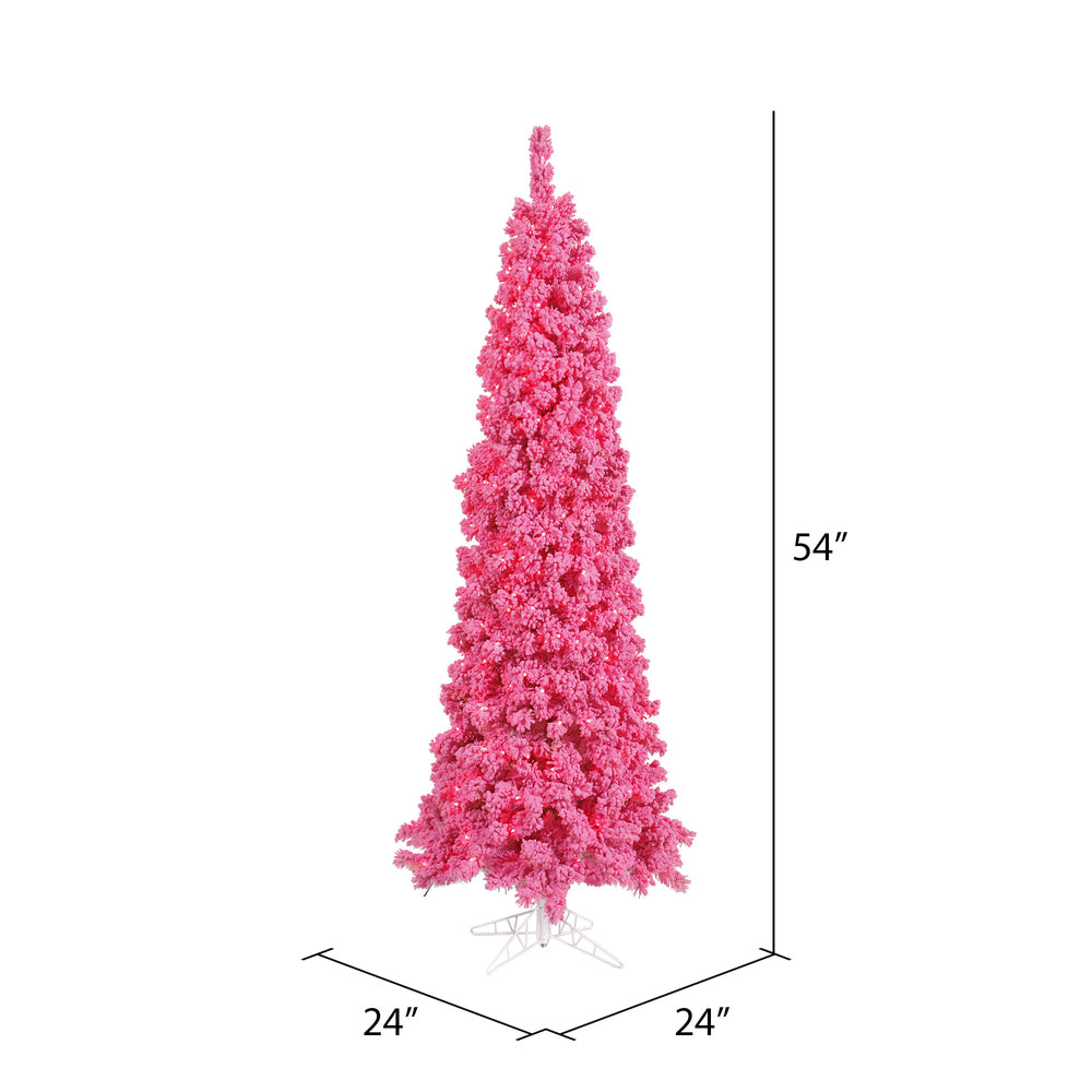 Vickerman 4.5' Unlit Flocked Pink Slim Fir Artificial Christmas Tree