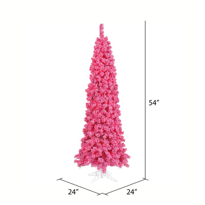 Vickerman 4.5' Unlit Flocked Pink Slim Fir Artificial Christmas Tree