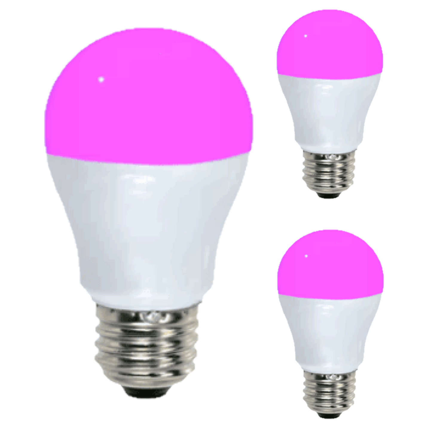 Damar A15 LED Pink Light Bulb 5W 140 Lumen E26 Medium Screw Base for Party Decoration Holiday Lighting Small Light Bulb 120V White Finish Turns Pink When Lit Pack of 3