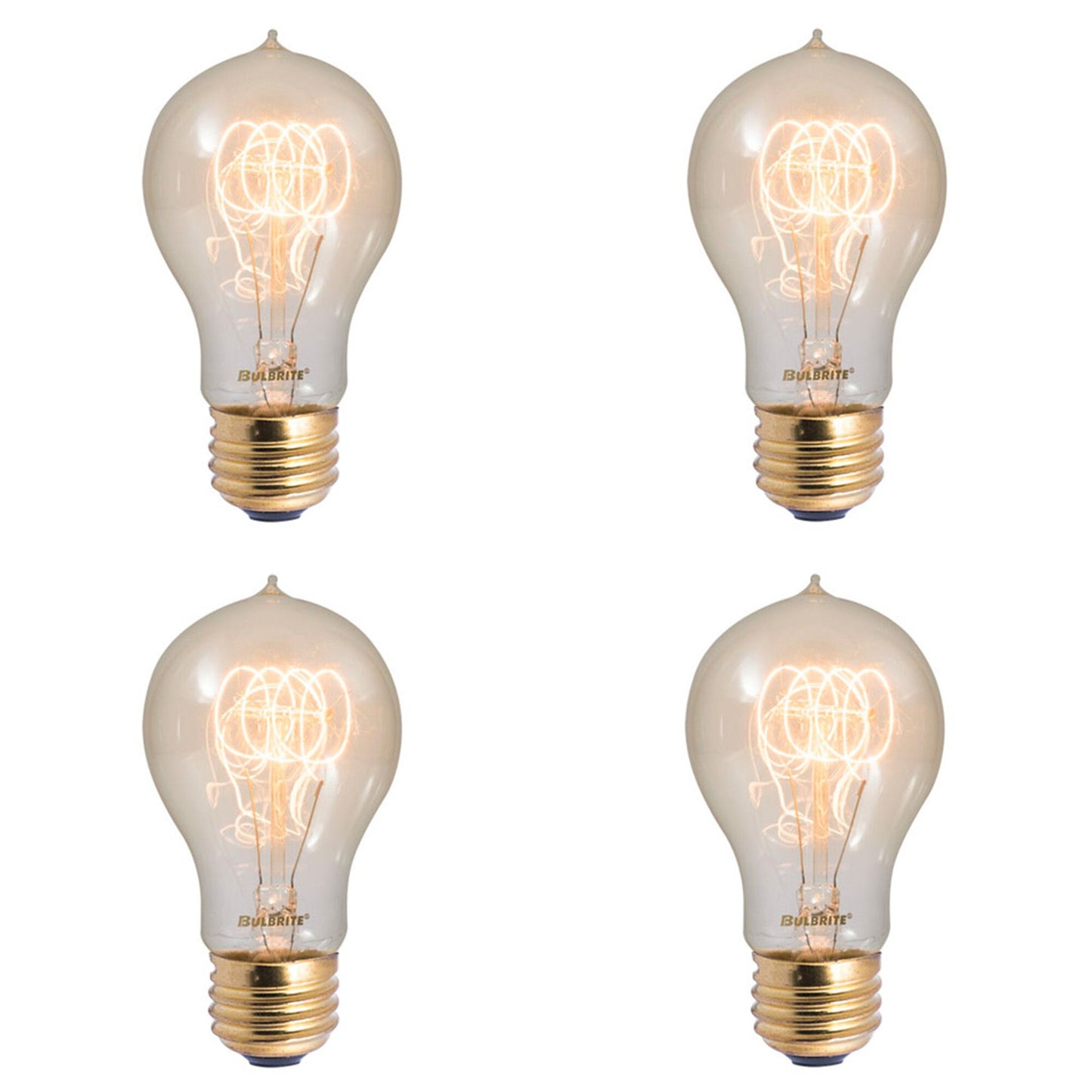 BULBRITE INCANDESCENT A19 MEDIUM SCREW (E26) 60W DIMMABLE NOSTALGIC LIGHT BULB 2200K/AMBER 4PK (136020)