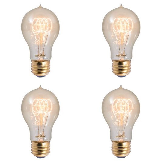 BULBRITE INCANDESCENT A19 MEDIUM SCREW (E26) 60W DIMMABLE NOSTALGIC LIGHT BULB 2200K/AMBER 4PK (136020)