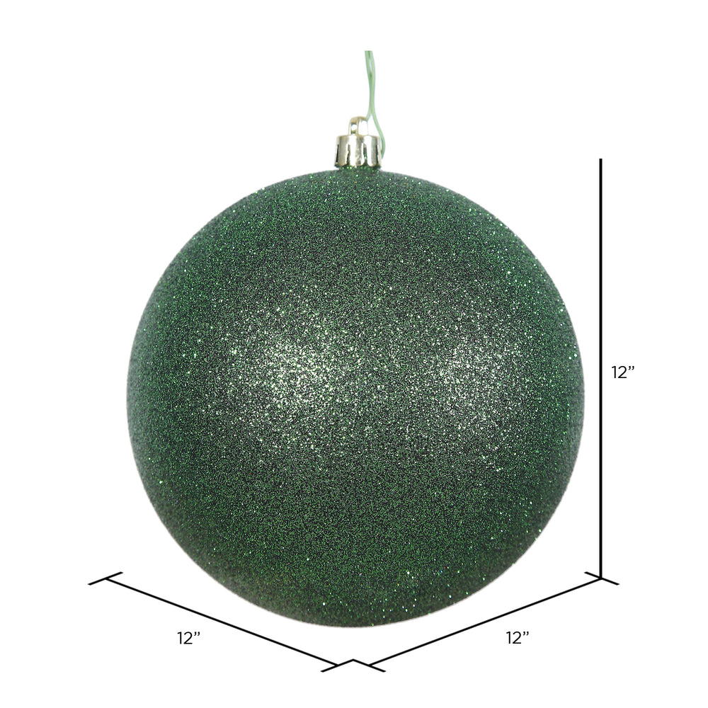 Vickerman 12" Emerald Glitter Ball Ornament