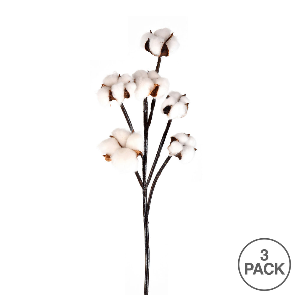 Vickerman 30" Artificial White Cotton Spray. Includes 3 sprays per pack.