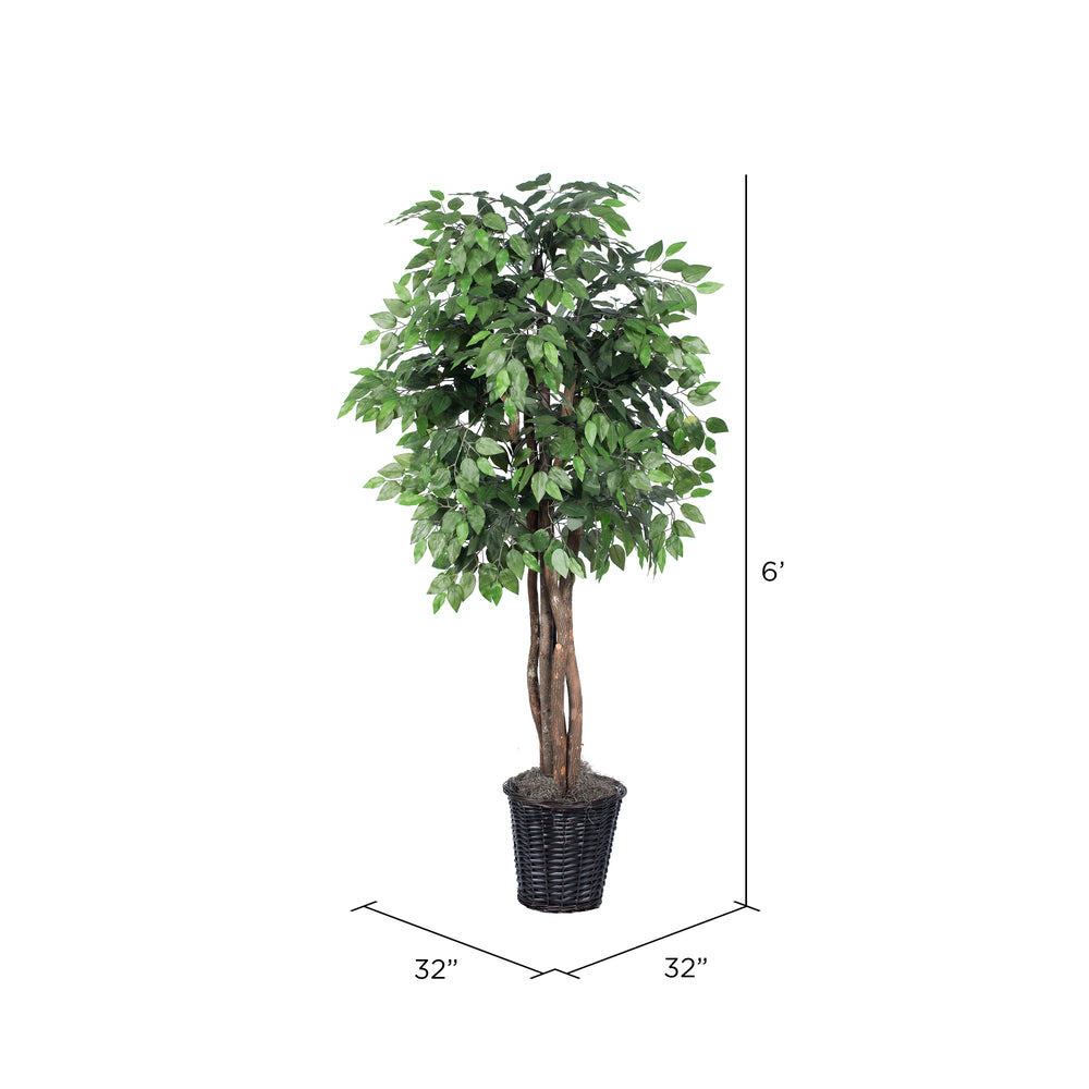 Vickerman 6' Artificial Ficus Executive Rattan Basket
