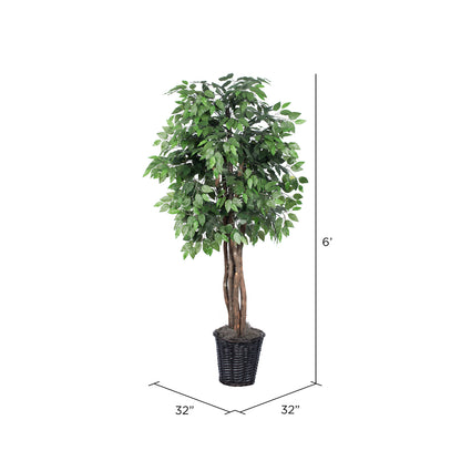 Vickerman 6' Artificial Ficus Executive Rattan Basket